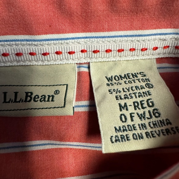 L.L. Bean Classic Roll Tab Button-Down Shirt Blouse Top Medium Rare - Picture 7 of 7